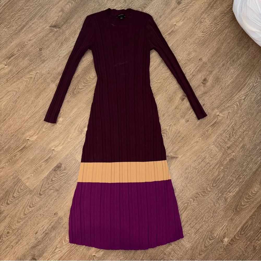 Ann Taylor Burgundy and Purple Long Sleeve Dress